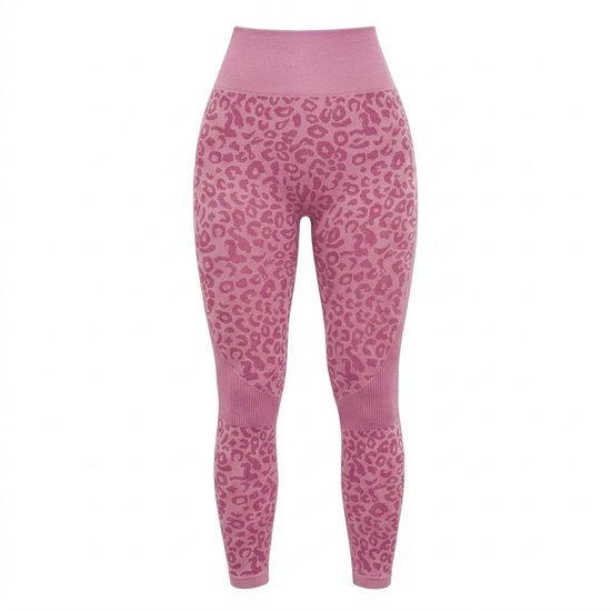 Roze sport legging dames – high waist fitness legging met luipaardprint – elastische yoga legging met aansluitende pasvorm – sport broek voor fitness yoga training en hardlopen – maat S van Merkloos