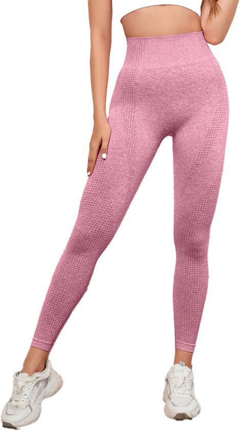 Roze sportlegging - Sport legging - Sportbroek - High waist - Roze - Dames - Yoga - Fitness Legging - Large - Roze - Sportpoutfit - Sport broek - CHPN van Merkloos