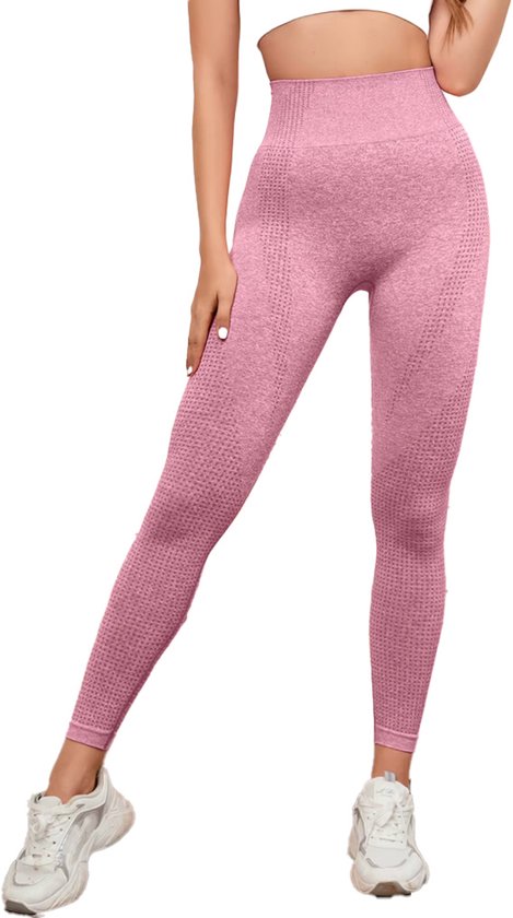 Roze sportlegging - Sport legging - Sportbroek - High waist - Roze - Dames - Yoga - Fitness Legging - Medium - Roze - Sportpoutfit - Sport broek - CHPN van Merkloos