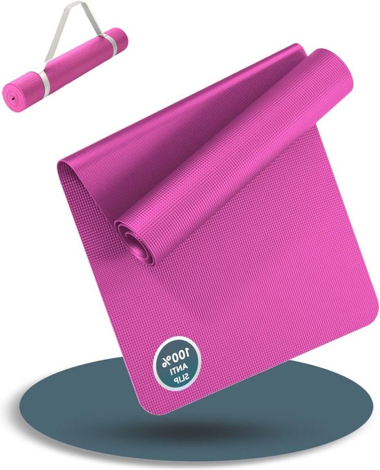 Roze Yoga Mat 180x60cm incl. Draagriem - Antislip Gymnastiekmat 4mm Dik - Fitnessmat Workout Yoga thuis van Avento