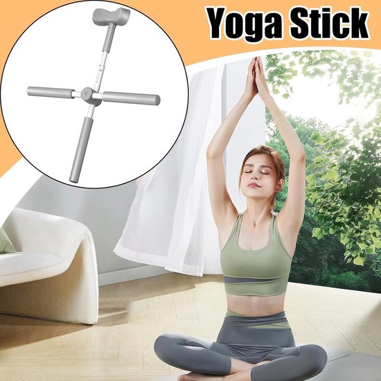 Rugstretcher Yogastick - Houding corrector - Lichaamsuitlijning Verbeteren - Verstelbaar Systeem - 78 cm - Grijs
