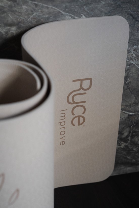Ryce® Improve Yogamat - Pilates - Fitness - Anti Slip - Extra Dik - 183x60x0,6 cm - Beige van Merkloos