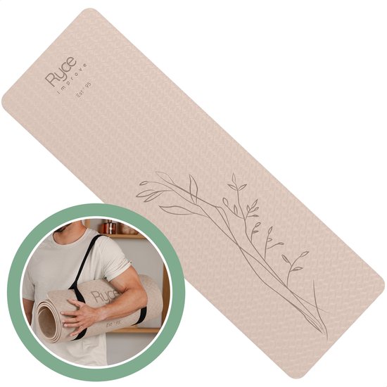 Ryce® Improve Yogamat - Pilates - Fitness - Anti Slip - Extra Dik - 183x60x0,6 cm - Zandkleur