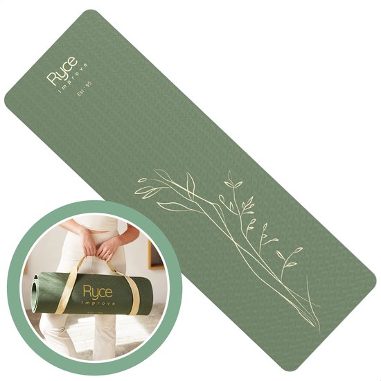 Ryce® Improve Yogamat - Pilates - Fitness - Anti Slip - Extra Dik - 183x60x0,6 cm van Merkloos