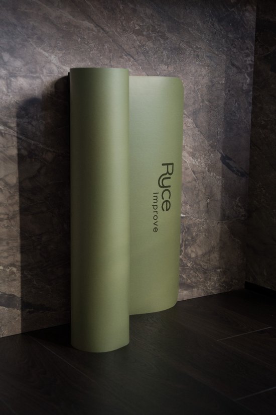 Ryce® Yogamat - PU Rubber - Pilates - Fitness - Anti Slip - Extra Dik - 183x68x0,5 cm - Saliegroen van Merkloos