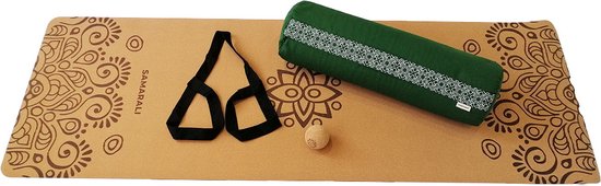 Samarali Bos Groen Yin Yoga Set Sun - Kurk Mat, Bolster & Massagebal - Perfect voor Yoga en Ontspanning van Merkloos