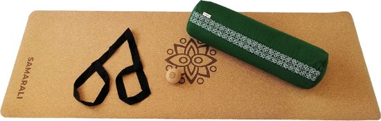Samarali Bos Groene Yin Yoga Classic Set - Kurk Mat, Bolster & Massagebal - Duurzaam en Eco-vriendelijk van Merkloos