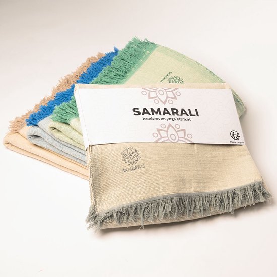Samarali Chambray Grijs Yoga Deken - Biologisch Katoen - 200x150 cm - Handgemaakte Meditatiedeken - Comfort en Veelzijdigheid van Samarali