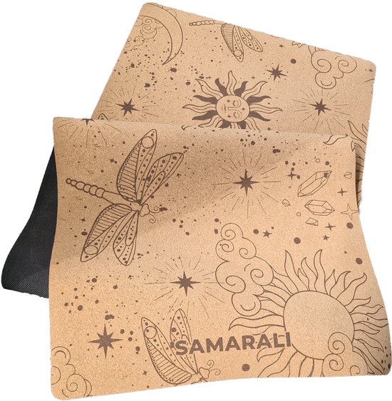 Samarali Cosmic Harmony - Kurk Yogamat XXL - Extra Lang en Breed - Antislip Natuurrubber - 200 x 68 x 0,4 cm