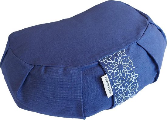 Samarali Denim Blauw Halve Maan Zitkussen - Optimaal Comfort, GOTS Eco Katoen, Boekweitvulling, 34x20x17 cm van Samarali