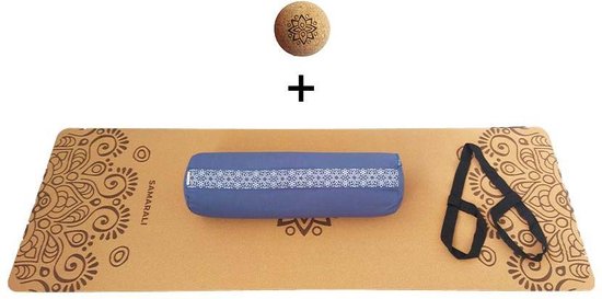 Samarali Denim Blauw Yin Yoga Set Sun - Kurk Mat, Bolster & Massagebal - Natuurlijk en Ethisch van Merkloos