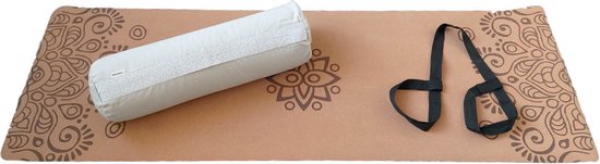 Samarali Grijs Kateel Yin Yoga Set Sun - Kurk Mat, Bolster & Massagebal - Duurzaam en Comfortabel