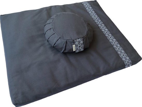 Samarali Grijs Meditatiepakket - Premium Zafu Kussen & Zabuton Mat - GOTS Gecertificeerd Katoen van Samarali