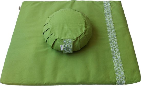 Samarali Groene Meditatie Essentials - Zafu Kussen & Zabuton Mat - Duurzaam en Biologisch van Samarali