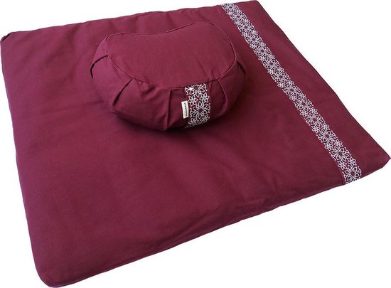 Samarali Halve Maan Meditatiekussen & Zabuton Set – 100% Biologisch Katoen – Comfortabele Ondersteuning voor Lange Meditatiesessies – Ergonomisch ontwerp van Samarali