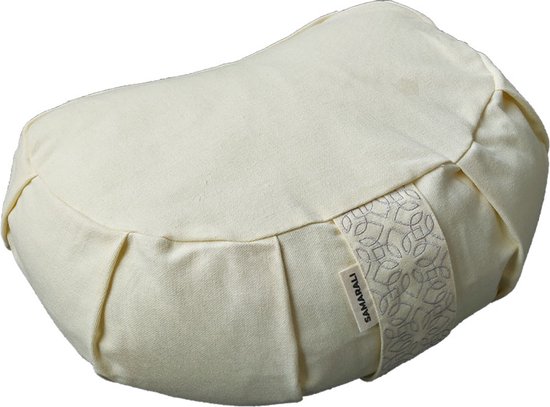 Samarali Ivoor Halve Maan Zitkussen - Comfort en Ondersteuning, GOTS Eco Katoen, Natuurlijke Boekweit, 34x20x17 cm van Samarali
