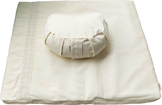 Samarali Ivoor Yoga Kussen & Zabuton Set - Halve Maan - GOTS Katoen - Perfect voor Meditatie van Samarali