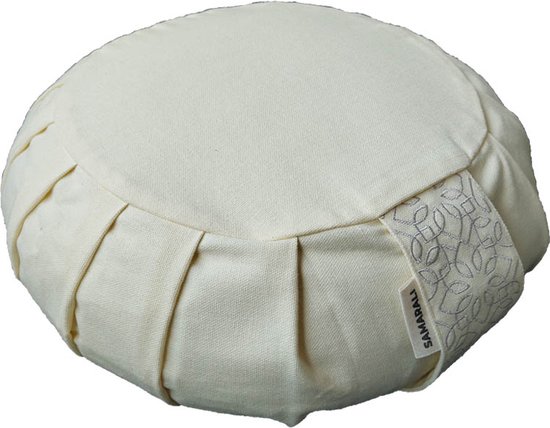 Samarali Ivoor Zafu yogakussen – Eco-vriendelijk, GOTS-gecertificeerd biologisch katoen, boekweitvulling, 25x25x17 cm van Samarali