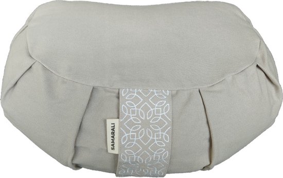 Samarali Kasteel Grijs Duurzaam Yoga Kussen Halve Maan - GOTS Eco Katoen, Milieuvriendelijk Boekweit, 34x20x17 cm van Samarali