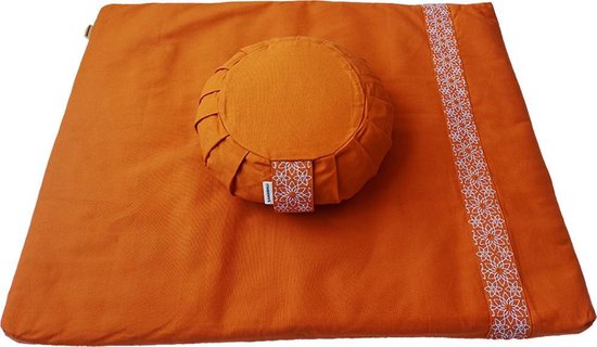 Samarali Meditatieset - Meditatiemat & meditatiekussen van biologisch katoen (GOTS-gecertificeerd), gevuld met boekweit en gerecyclede wolvezels van Samarali