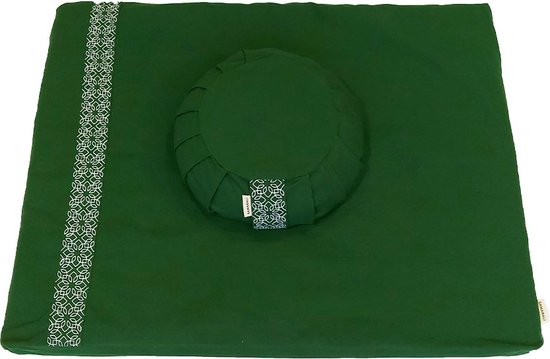 Samarali Meditatieset met biologisch katoenen kussen & mat - Verstelbaar meditatiekussen met gerecyclede wolvulling, GOTS-gecertificeerd - Ideaal voor yoga en langdurige meditatie van Samarali