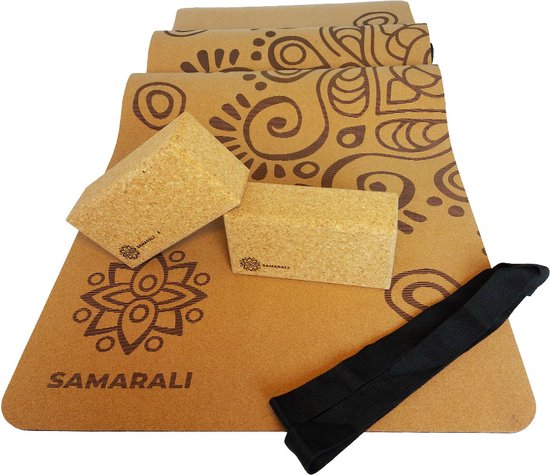 Samarali Moonrise Yoga Cadeaupakket - kurk yogamat / kurk blokken /draagriem / milieuvriendelijk van Samarali