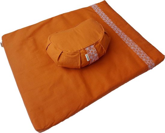 Samarali Oranje Comfort Meditatieset - Ondersteunende Kussens & Zachte Mat voor Houding en Drukverlichting - Ideaal voor Langdurige Meditatie van Samarali