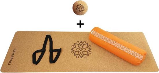 Samarali Oranje Yin Yoga Sun Set - Kurk Mat, Bolster & Massagebal - Duurzaam en Eco-vriendelijk van Merkloos