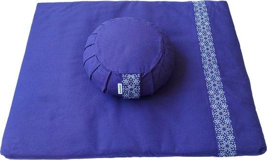 Samarali Purperen Yoga & Meditatie Set - Biologisch Katoenen Zafu & Zabuton - Natuurlijke Kleuren van Samarali