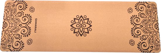 Samarali - Sun Eclipse Yogamat - Kurk & Natuur Rubber - Milieuvriendelijk - Antimicrobieel - Antislip - 183x61x0.4 cm - Inclusief Draagband en eBook van Samarali