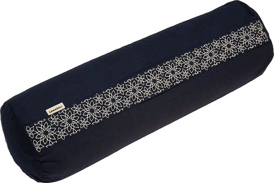 Samarali Yoga Bolster – 100% biologisch katoen, GOTS-gecertificeerd, 20x60 cm, 3.5 kg, dubbele hoezen met borduurwerk van Samarali
