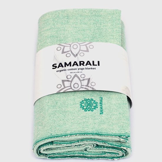 Samarali Yoga Deken Chambray Groen- 100% Biologisch katoen - 200x150 cm - Handgemaakte meditatiedeken - Comfort en veelzijdigheid van Merkloos