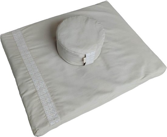 Samarali Zafu & Zabuton Set - Grijs Kasteel - Met Rond Lotus Kussen - Perfect voor Mindfulness Praktijk van Samarali
