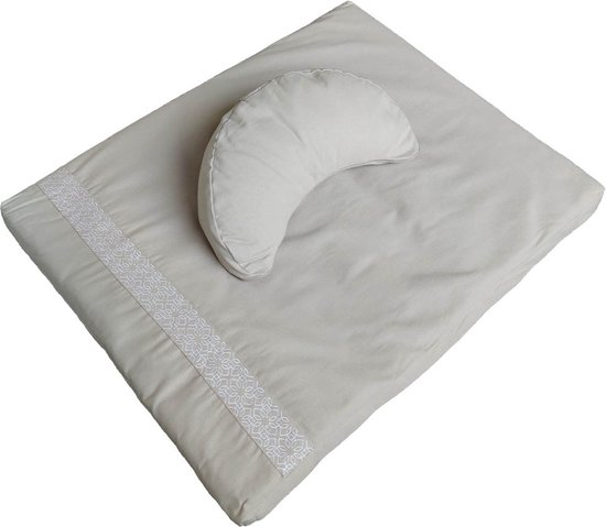 Samarali Zafu Zabuton set met wigkussen – Comfortabele meditatie-ondersteuning, biologisch katoen (GOTS-gecertificeerd) – Stijlvol en duurzaam, grijs kasteel van Samarali