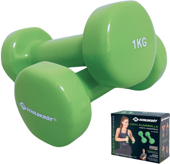 Schildkröt dumbbells fitness set 2x1kg - vinyl gewichten thuis trainen. van Merkloos