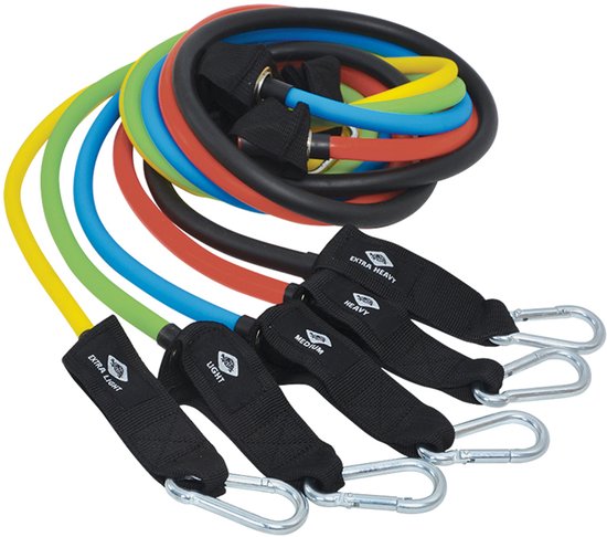 Schildkröt weerstandsbanden fitness set - 5 niveaus - training thuis.