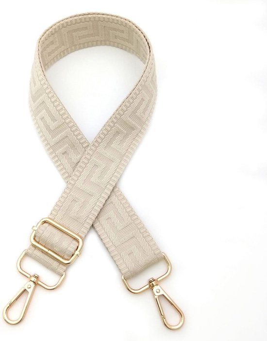 Schouderband voor tas, verstelbare tasriem in beige met gouden gesp voor comfort en stijl