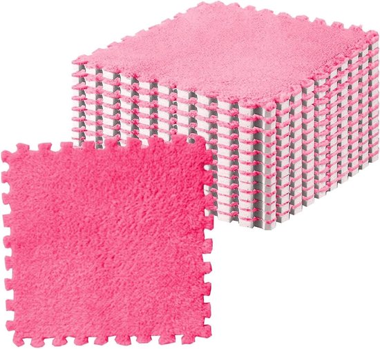 Schuimrubberen matten voor pluche - 10 stuks - zacht en antislip - op maat te snijden - in elkaar te steken - roze-rood - ideaal voor thuisgebruik. van Merkloos