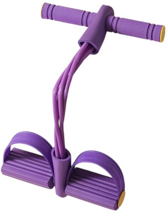S&E Weerstandsband met Voetpedalen – Sit-Up Trainer – 4 Weerstandsbuisjes - Paars van Merkloos