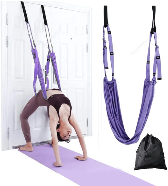 S&E Yoga Stretch Band met Deuranker – Voor Rug, Benen & Spagaat Training - Paars van S&E