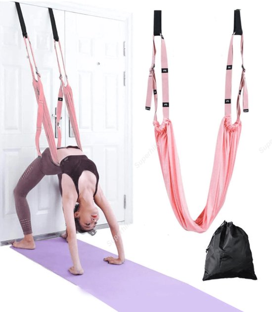 S&E Yoga Stretch Band met Deuranker – Voor Rug, Benen & Spagaat Training – Roze van Merkloos