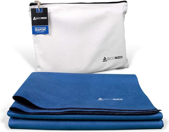 Seaport Yogamat voor op reis, van natuurlijk rubber, inclusief draagtas van linnen, absoluut antislip, gemakkelijk opvouwbaar, ecologische reismat, dikte 1 mm, ideaal voor op reis