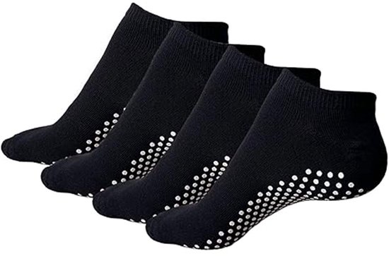Seb2 - Yoga Sokken - Antislip Sokken - Ideaal voor Pilates en Fitness - 4 Paar Zwart - Geschikt voor Volwassenen - Perfect voor Dans en Trampoline
