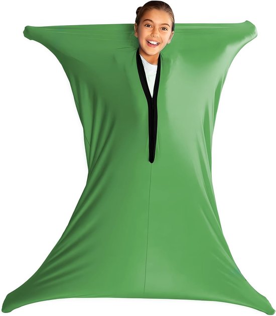 Sensory Body Sox voor kinderen, 140-160 cm (56 x 28 in) full-body wrap rekbare body sox om stress te verlichten voor kinderen met autisme, angst (groen, L/140-160cm) van Merkloos