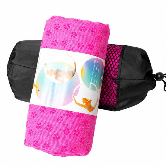 Sercano Antislip Yoga Handdoek 180x82cm - Snelle Drogende Microvezel Antislip Yoga Mat Towel - Inclusief Net Draagtas - Machinewasbaar - Hot Yoga & Vinyasa - Roos