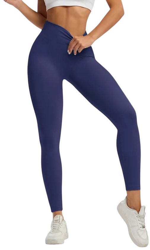 SERENAFIT Sportlegging - Zachte Stof - Super Comfortabel - Elastisch - Hoge Taille - Meerdere Kleuren - Aansluitend - Yoga Broek - Tweede Huid - Ademend - Stretch - Leggings - Met Buikcontrole - Donkerblauw - Marineblauw - Blauw - Maat XS van Merkloos