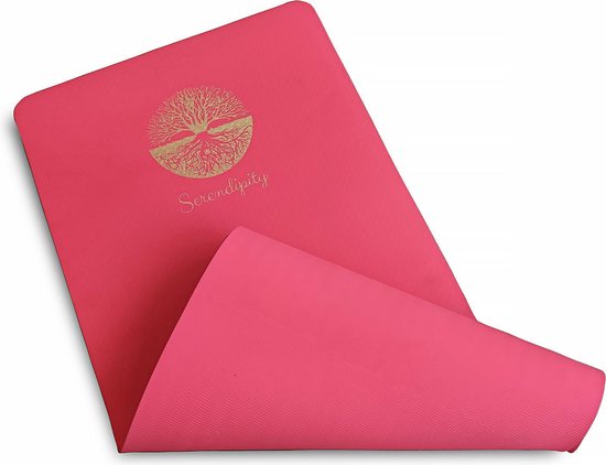 Serendipity - Fitnessmat - Yogamat met antislip - 6 mm - Roze/Rood van Merkloos