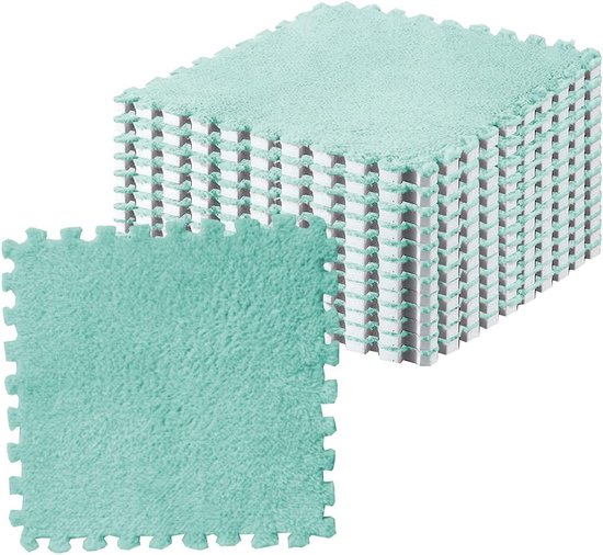 Set van 10 Schuimrubberen Matten, Zacht en Antislip, Perfect voor Speelruimtes en Yoga (Mint Groen)