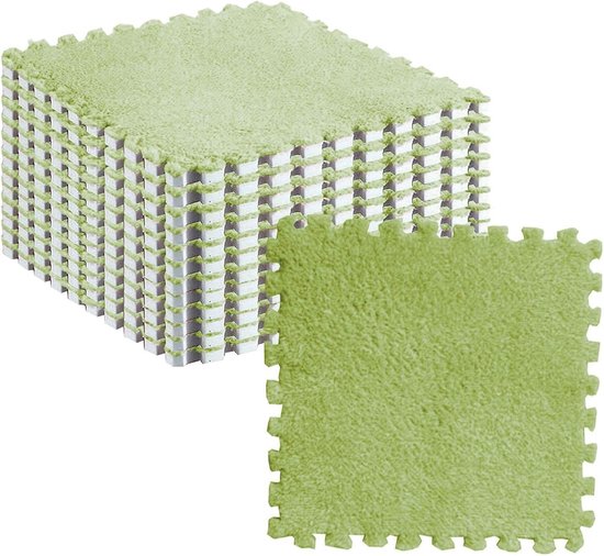 Set van 10 Zachte Foam Matten, Antislip en Snijdbaar voor Speelruimtes en Yoga (Neon Groen)