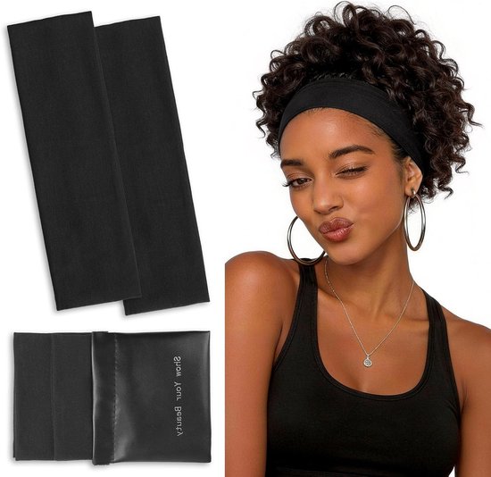 Set van 2 brede haarbanden voor mannen en vrouwen - non-slip, zachte elastische sporthaarbanden voor yoga, hardlopen, fitness en make-up, ideaal voor dagelijks gebruik